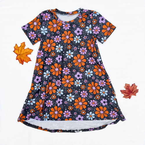 Floral Webs short sleeve T-shirt Dress, 6y