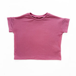 Mauve Rib Box Tee (12/18m, 2/3T-6/7y)