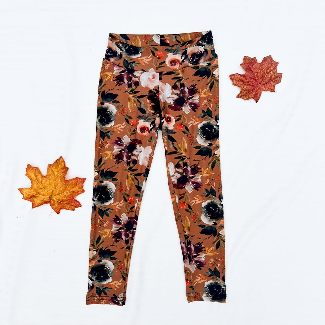 Copper Floral Leggings, 3T & 5T