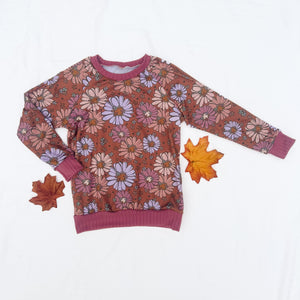 Mauve Floral Pullover, 3/4T