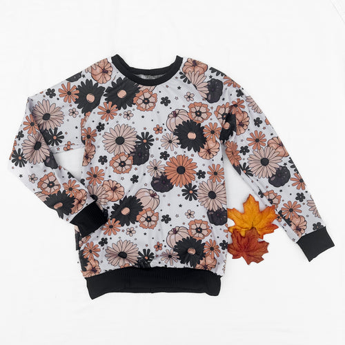 Floral Pumpkin Pullover, 9/12m & 7/8y