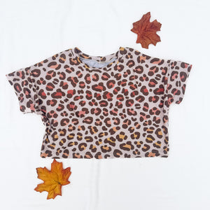 Ombre Leopard short sleeve Box Crop, 4/5T