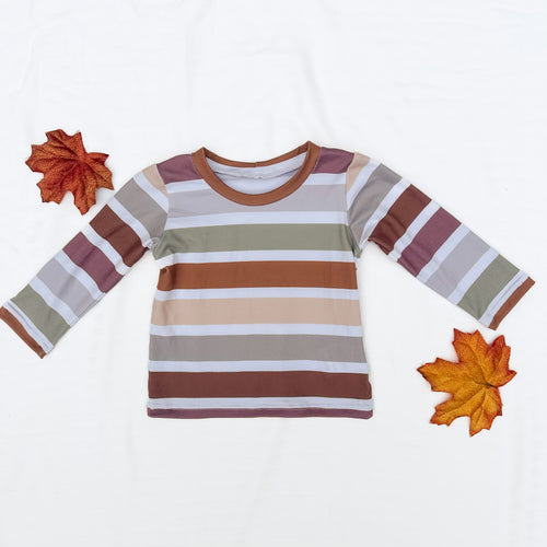 Autumn Stripe long sleeve Basic Tee, 6/9m