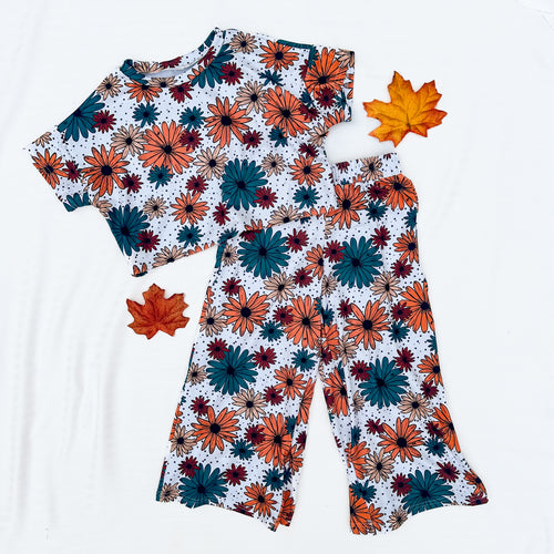 Teal Floral Box Crop (3/4T) & WLP (4T) set