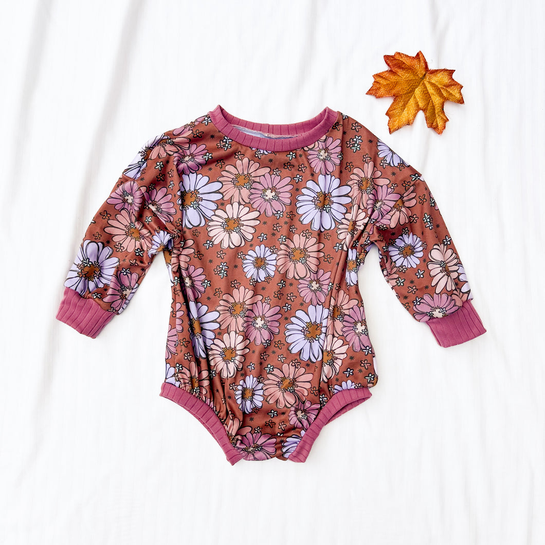 Mauve floral bubble romper, 12/18m