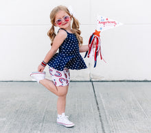 Load image into Gallery viewer, Navy Dot Cami Peplum